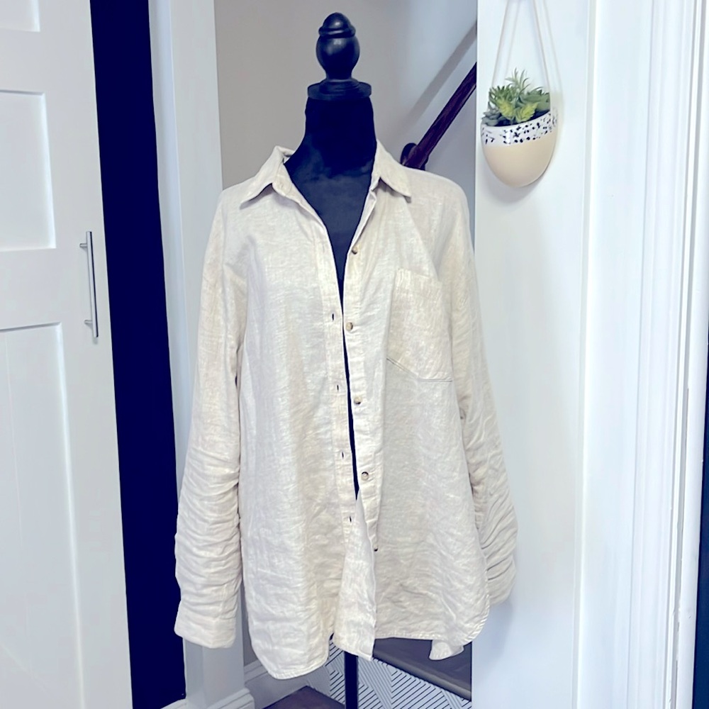 Old Navy Off White Linen Like Shirt